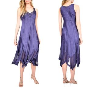 NWT Komarov Beaded Neck Charmeuse MIDI Dress